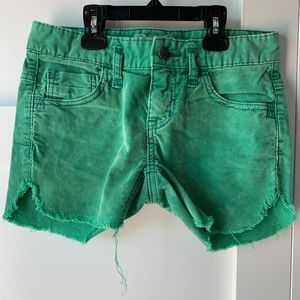 FP Green Raw Hem Corduroy Shorts